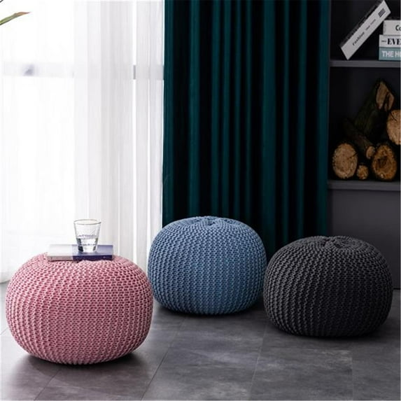 Wool Footstool, Bean Bag Floor Chair, Hand Knitted Futon, Pink