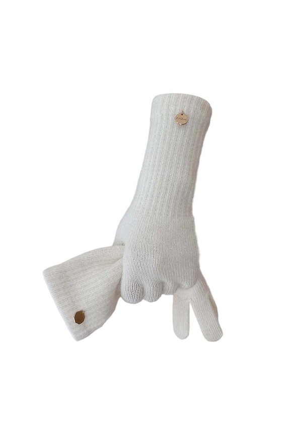 Wool Gloves, Winter Long Gloves for Women, Touchscreen Wool Knit Glove for Cold Weather,White