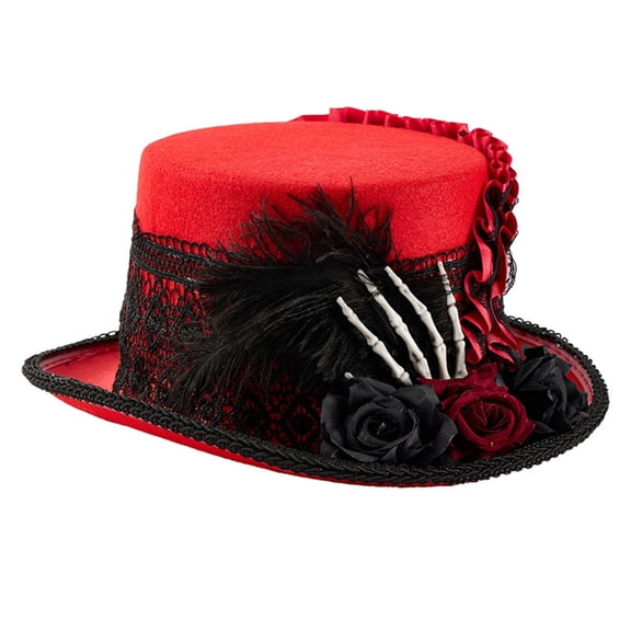 Wool Hat With Skeleton Hand Dark Series Flower Decoration For Halloween Event
