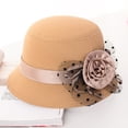 thumbnail image 1 of Wool Hat, Women's Wide Brim Cloche, Solid Color Bow Decor Fedora, Floppy Hat for Women, Autumn Winter, Retro Style, Elegant And Warm, Wedding Guest Hat Baberdicy, Ideal for Women, 1 of 5