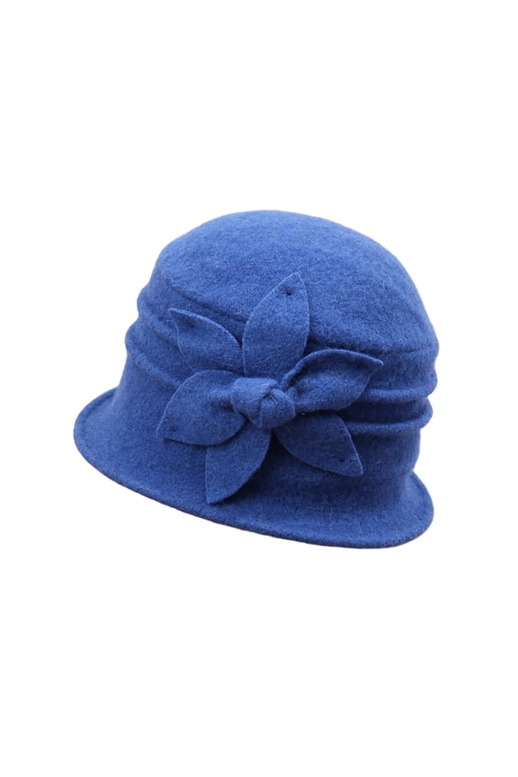 Wool Hats for Women Women's Winter Hats Fleece Elegants Floral Cloche Soft Women's Hats & Caps Blue