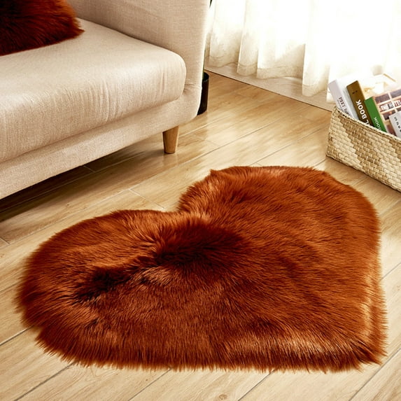 Wool Imitation Sheepskin Rugs Fu R Non Slip Bedroom Shaggy Carpet Mats/ Heart-Shaped Faux Wool Rug (30X40)