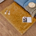 thumbnail image 1 of Wool Imitation Sheepskin Rugs Non Slip Bedroom Shaggy Carpet Mats/ Rectangular Faux Wool Rug, 60*90 Cm, Yellowish-Camel Color, 1 of 2