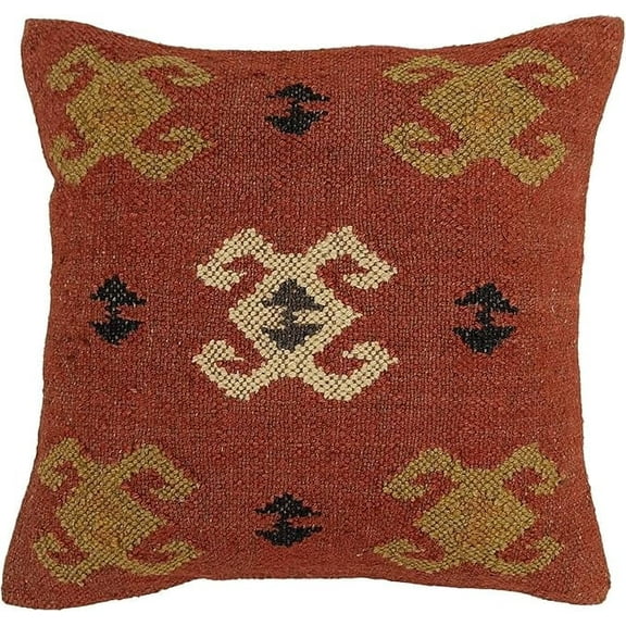 Kavya Enterprise 18 in x 18 in Decorative Pillow Case, Wool Jute, Breathable, Red