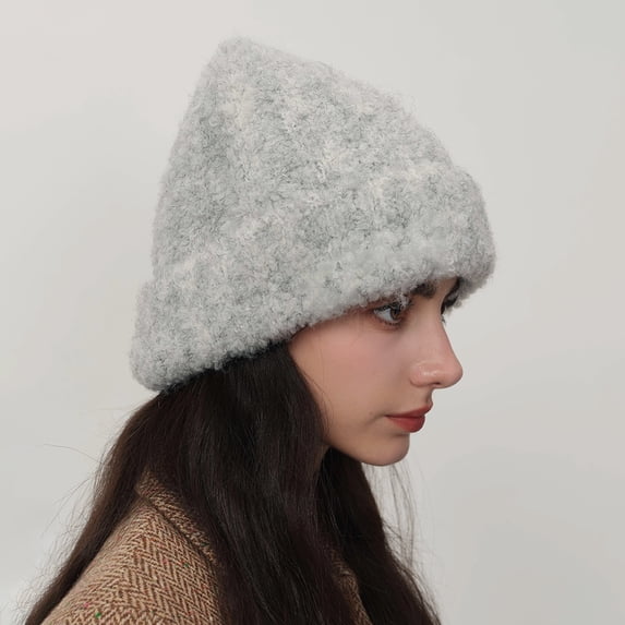 Wool Knit Beanies Winter Hats for Women and Men, Soft Warm Ladies Skull Beanie Caps, Unisex Fashion Knit Cuffed Cap