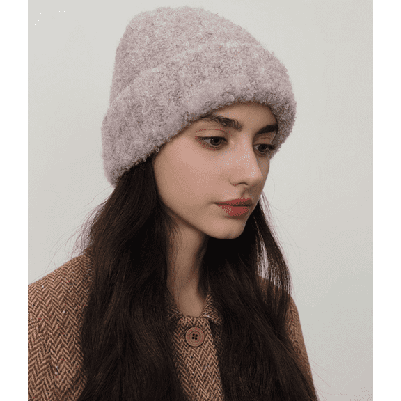 Wool Knit Beanies Winter Hats for Women and Men, Soft Warm Ladies Skull Beanie Caps, Unisex Fashion Knit Cuffed Cap