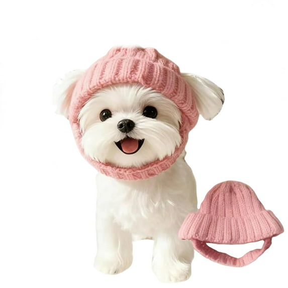 Wool Knit Dog Beanie with Ear Flaps–Dog Warm Winter Hat, Soft Knitted Hat Pet Cap, Cold Weather Dogs Ear Warmer Headband Protector Costume, for Outdoor Cold Weather, Holiday Head Covering