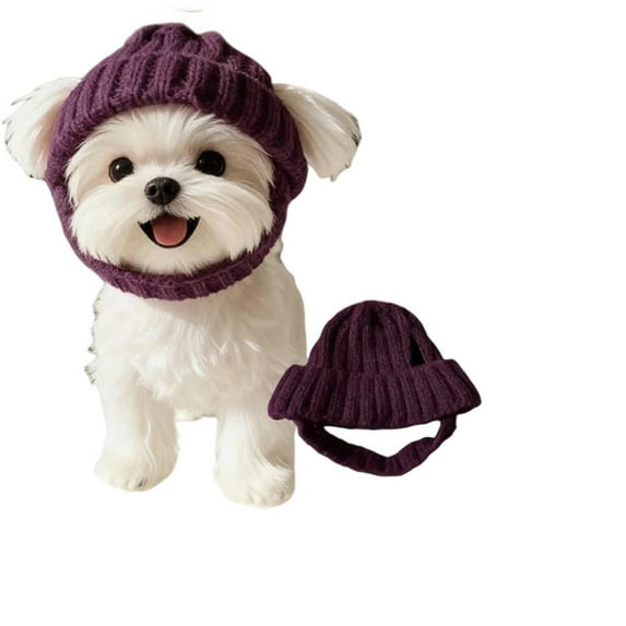 Wool Knit for Dog Beanie with Ear Flaps – Warm Winter Hat, Warm Winter Hood Scarf for Small Breed, Cold Weather Dogs Ear Warmer Headband Protector Costume, Small Dogs Indoor Outdoor Use