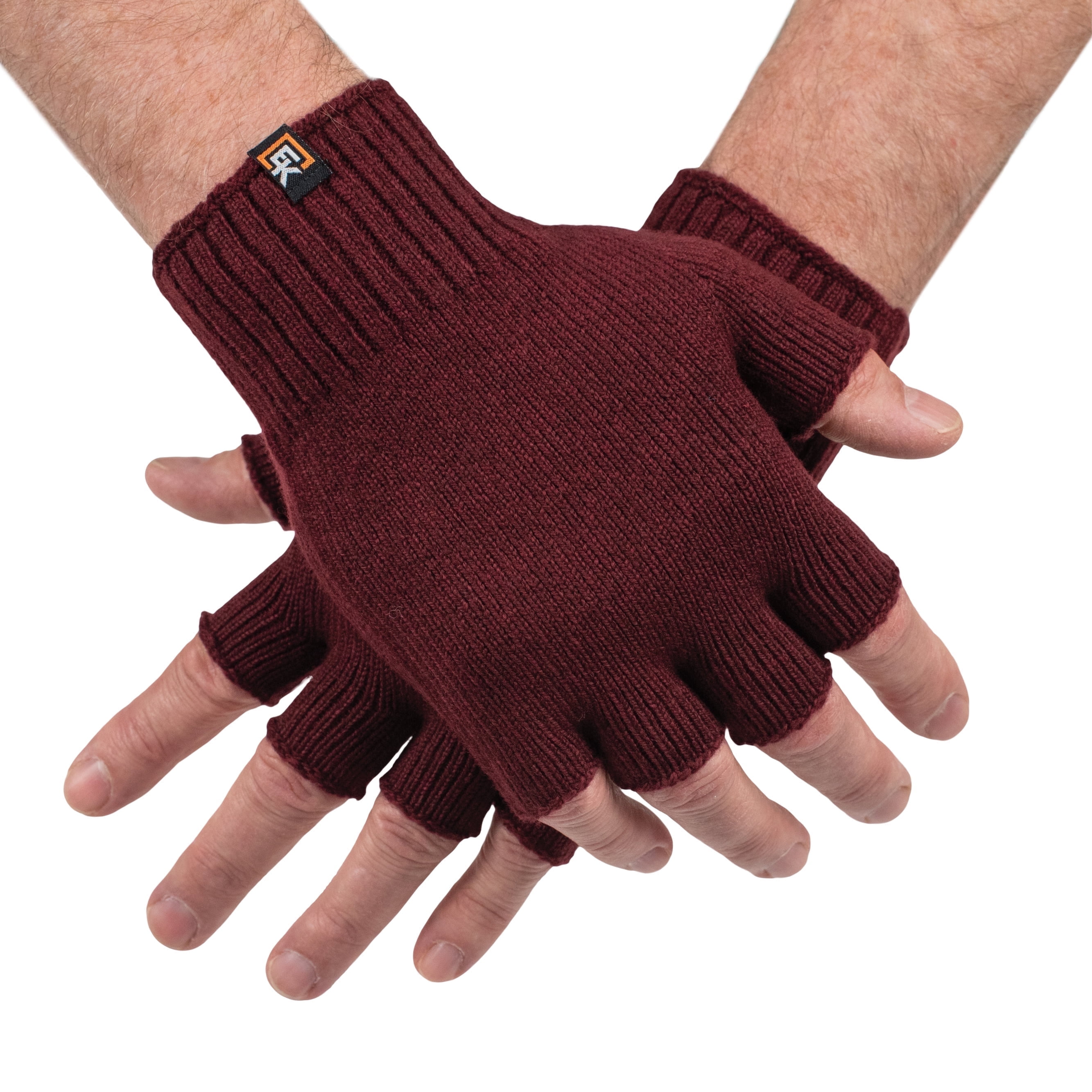 Winter Long Merino Wool Knit Fingerless Gloves, Harvest Brown