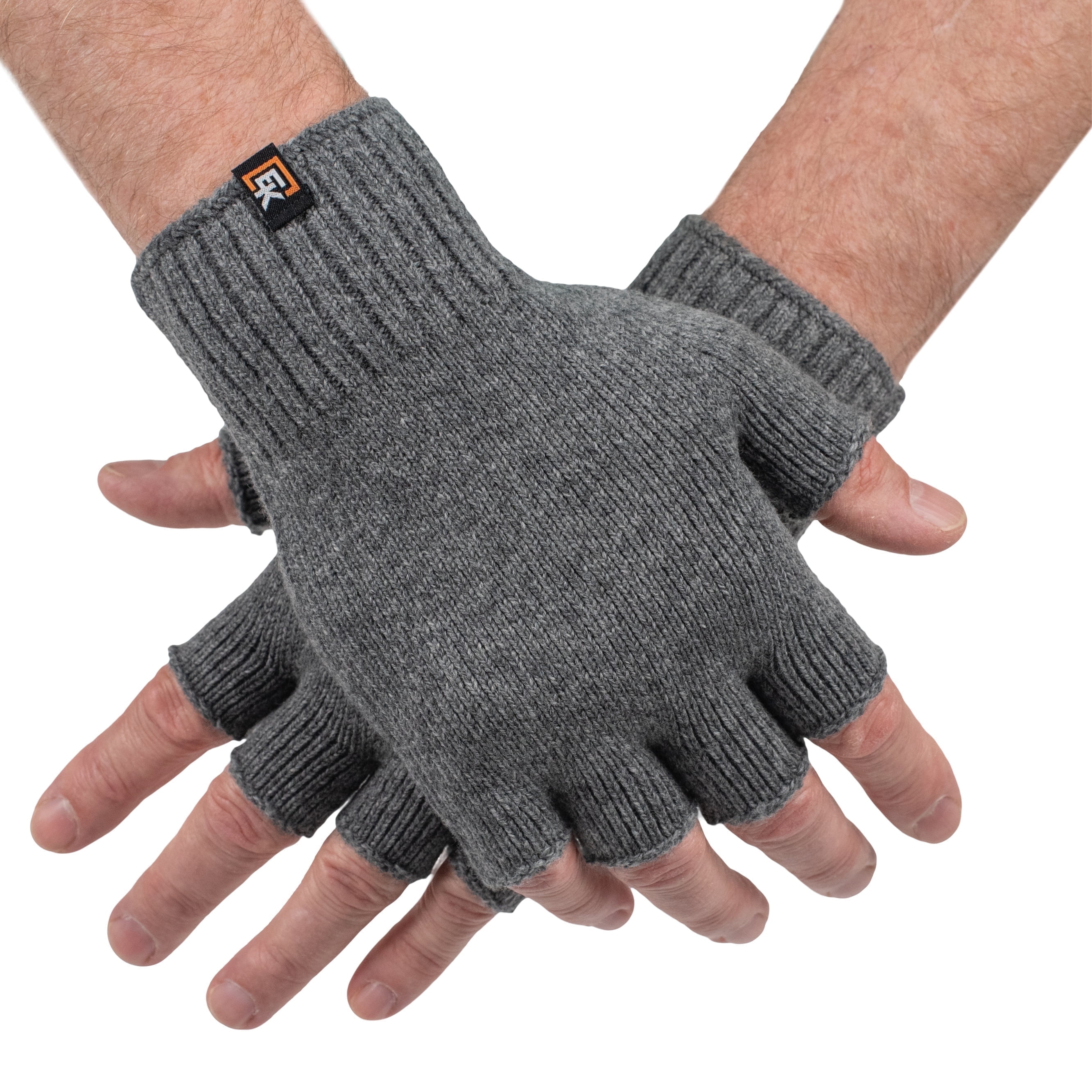 Winter Long Merino Wool Knit Fingerless Gloves, Harvest Brown