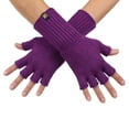 thumbnail image 1 of Wool Knit Fingerless Gloves - Made in the USA - Super Soft Merino Wool - Small - Viola Melange, 1 of 6