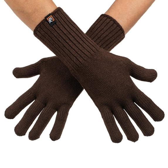 Wool Knit Gloves - Made in the USA - Super Soft Merino Wool - Small - Harvest Brown