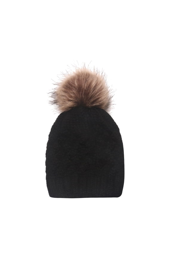 Wool Knit Earflap Trapper Hat, Black