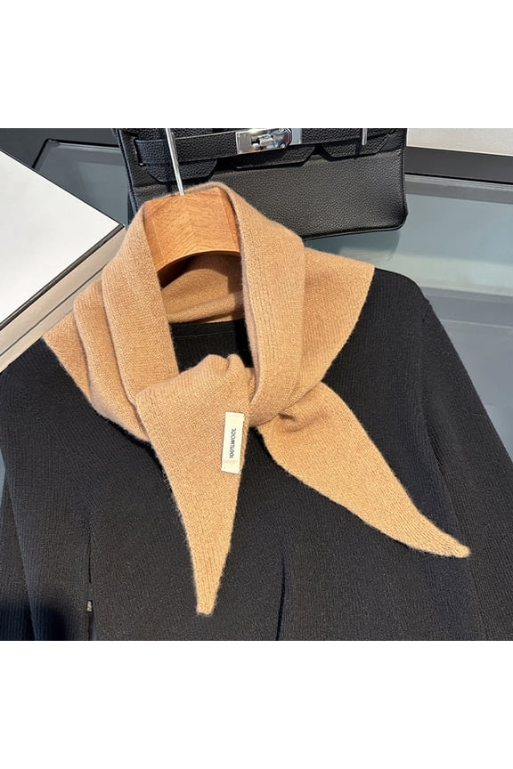 Wool Knitted Triangular Scarf for Women, Multi-Functional Warm Shawl with Stylish Versatile Design, Cozy Fashionable Knit Scarf for Travel Dates Work and Everyday Wear