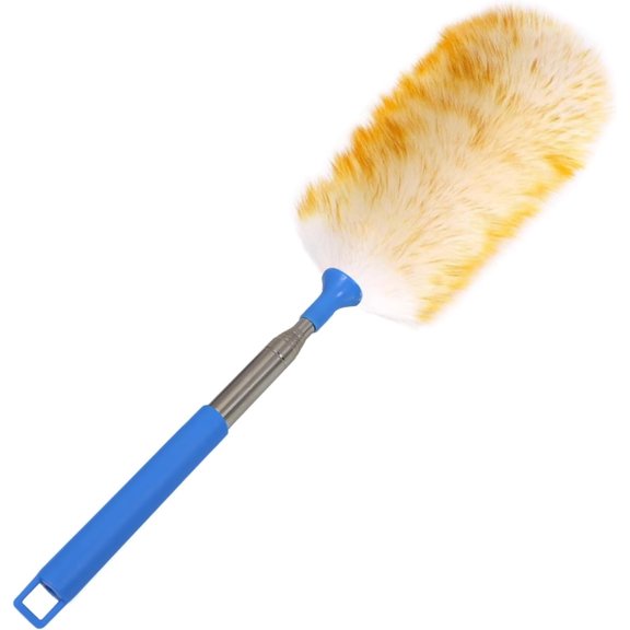 Wool Lambswool Extendable Cleaning Brush Duster 21.2-51.2in,Anti-Static with Stainless Steel Extension Pole,Comfortable Grips,for Office,Home,Car,Piano,Guitar and Other Stringed Instruments