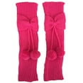 thumbnail image 1 of Wool Leg Warmers for Women Fashion Kids Children Baby Girls Cute Bowknot Pompom Knit Leg Middle Knee Boot Socks Cuffs Toppers,Pink Women's Accessories Leg Warmer, 1 of 3