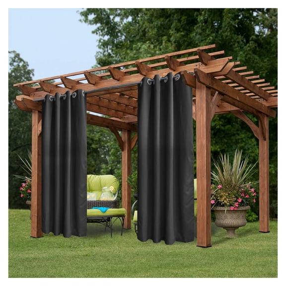 Wool Outdoor Curtains 50x84 Inch - Weatherproof Patio Curtains with Tie Straps - UV Resistant Privacy Window Drapes for Balcony, Deck, Terrace
