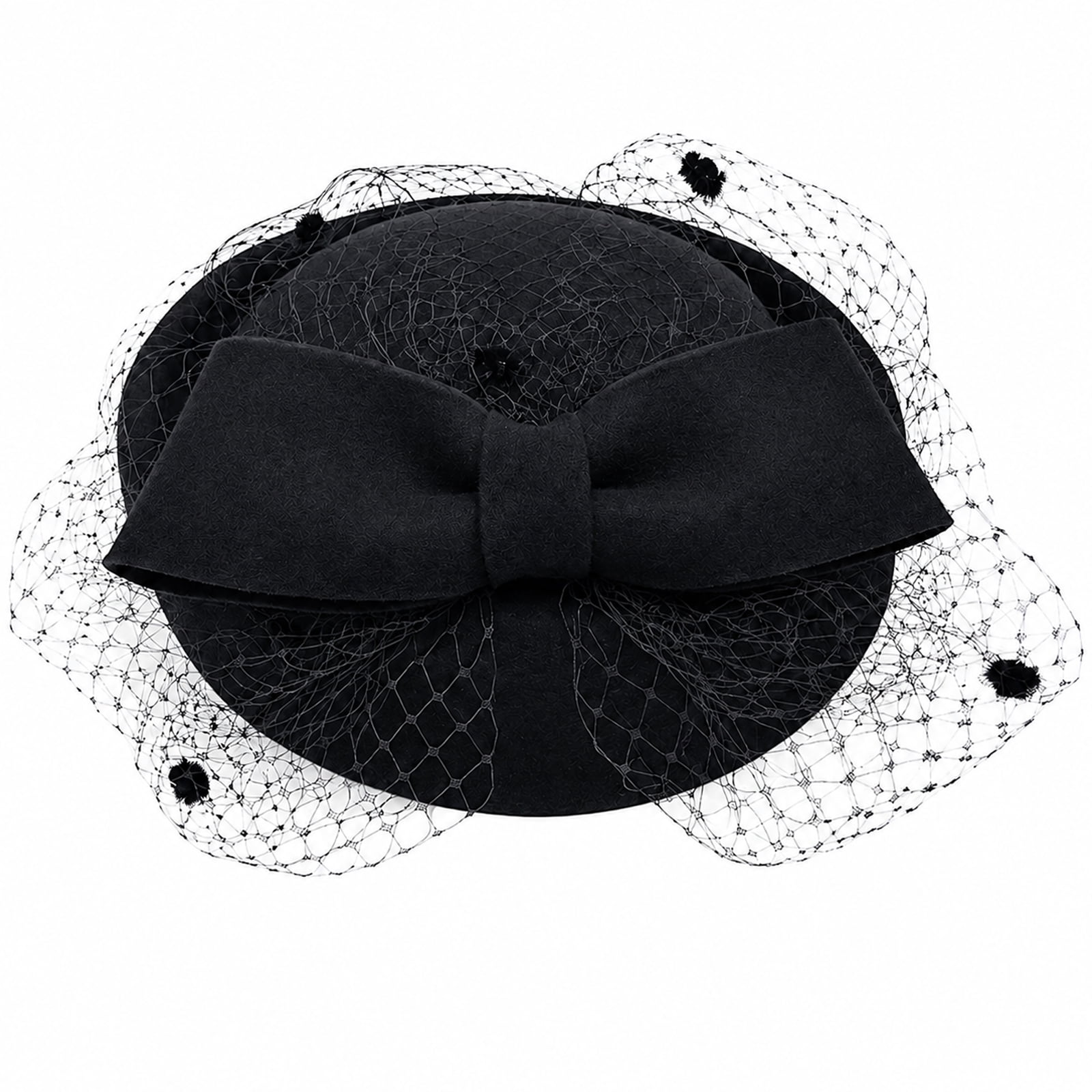 Black Pillbox Hats with Veils for Parties