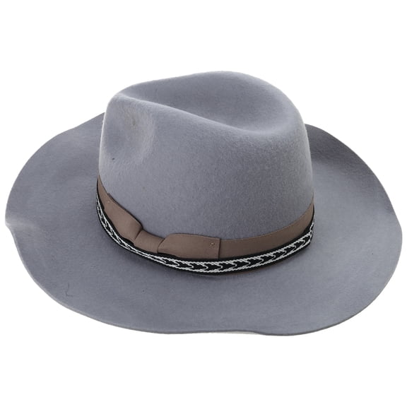 Wool Pork Pie Hat with Braided Ribbon Victorian Age Wool Wide Brimmed Pork Pie Hat Classical Gentleman Hat for Boy Men A