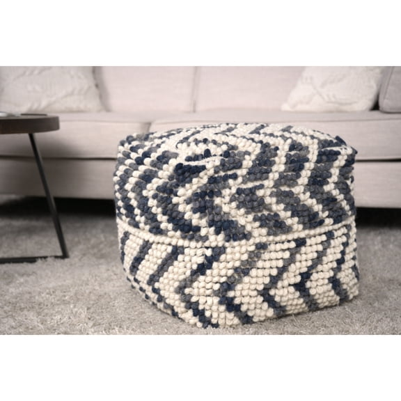 Natural Pouf | Durable for Daily Use | Made of Wool and Cotton | Spot Clean Only