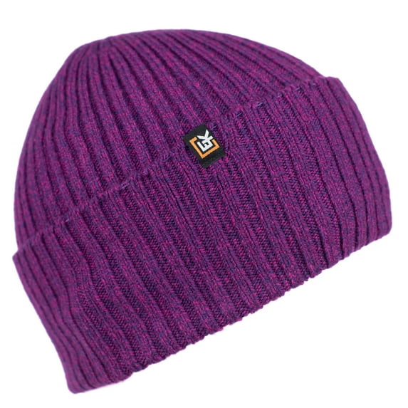 Wool Rib Knit Beanie Hat for Men or Women - Super Soft Merino Wool - Made in The USA - Viola Melange