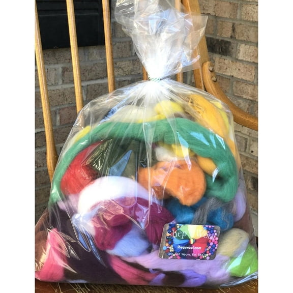 Wool Roving Color Sampler, Spinning Wool, Felting Wool, Roving Bag 12 oz, Rove