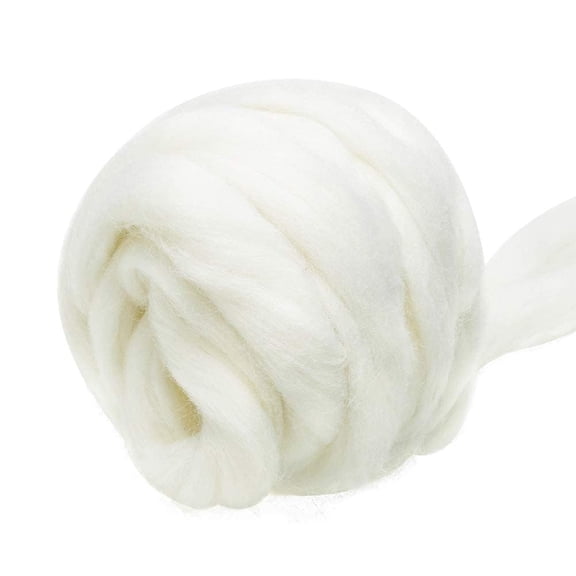 Wool Roving Yarn 3.53oz, Pure Wool Felting Supplies for Needle Felting Wet Felting, Chunky Soft Yarn for Hand Spinning DIY Crafts Embellishments, White