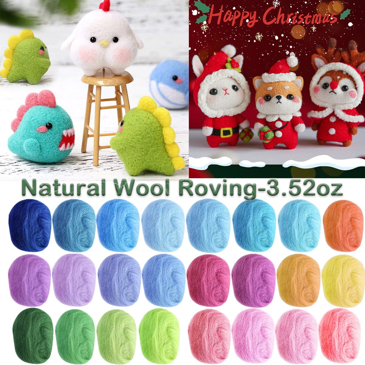 Wool Roving Yarn, Fiber Roving Wool Top, Wool Felting Supplies, Pure ...