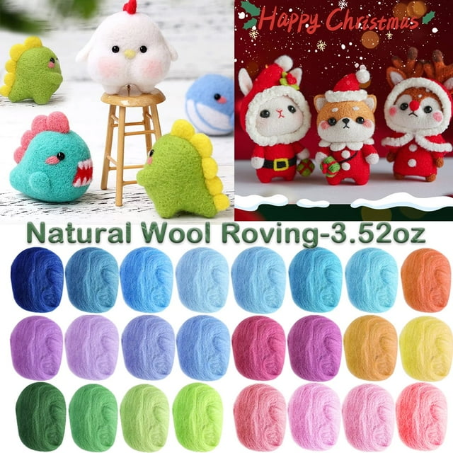 Wool Roving Yarn, Fiber Roving Wool Top, Wool Felting Supplies, Pure