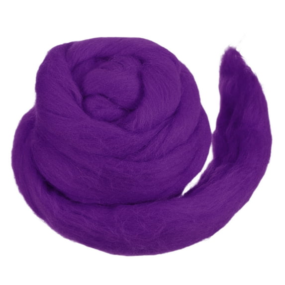 Wool Roving Yarn Soft Felting Wool 50g/1.76oz Pure Chunky Roving Yarn for Needle Felting Knitting Blanket Spinning Weaving Art DIY Craft Dark Purple