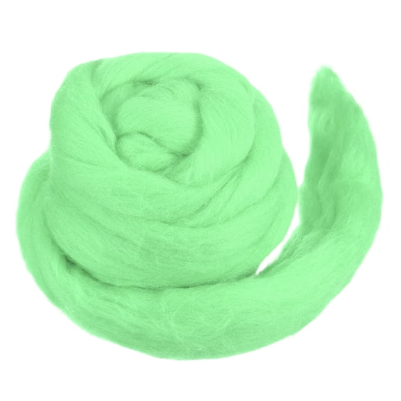 Wool Roving Yarn Soft Felting Wool 50g/1.76oz Pure Chunky Roving Yarn for Needle Felting Knitting Blanket Spinning Weaving Art DIY Craft Light Green