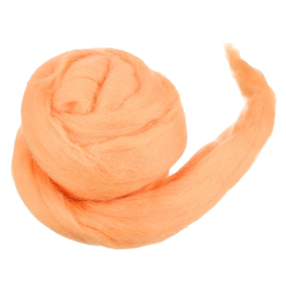 Wool Roving Yarn Soft Felting Wool 50g/1.76oz Pure Chunky Roving Yarn for Needle Felting Knitting Blanket Spinning Weaving Art DIY Craft Light Orange