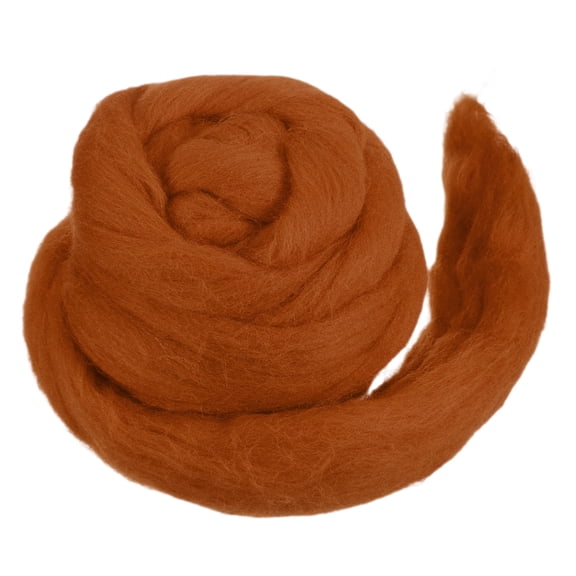 Wool Roving Yarn Soft Felting Wool 50g/1.76oz Pure Chunky Roving Yarn for Needle Felting Knitting Blanket Spinning Weaving Art DIY Craft Red Brown
