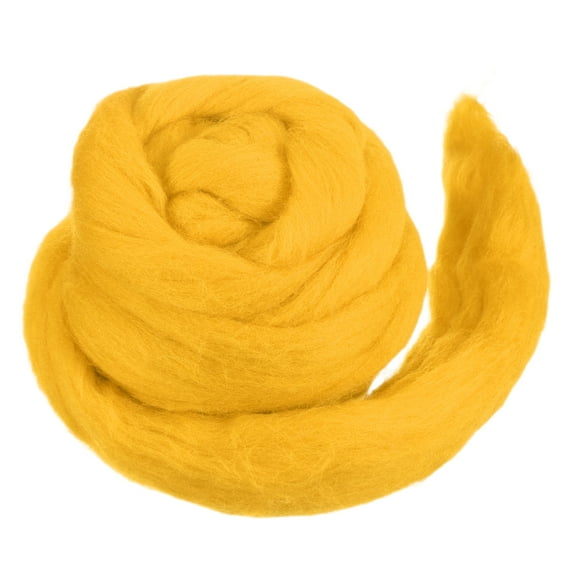 Wool Roving Yarn Soft Felting Wool 50g/1.76oz Pure Chunky Roving Yarn for Needle Felting Knitting Blanket Spinning Weaving Art DIY Craft Yellow