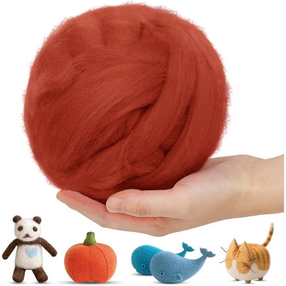 Wool Roving for Needle Felting, 7oz Felting Yarn Felt Chunky Yarn, Core Hand Spinning, Wet DIY Handcrafts (Caramel) Caramel