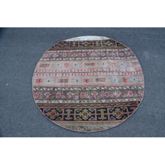 Wool Rug, 4.7x4.7 ft Accent Rugs, Vintage Rugs, Turkish Rug, Kitchen Rug