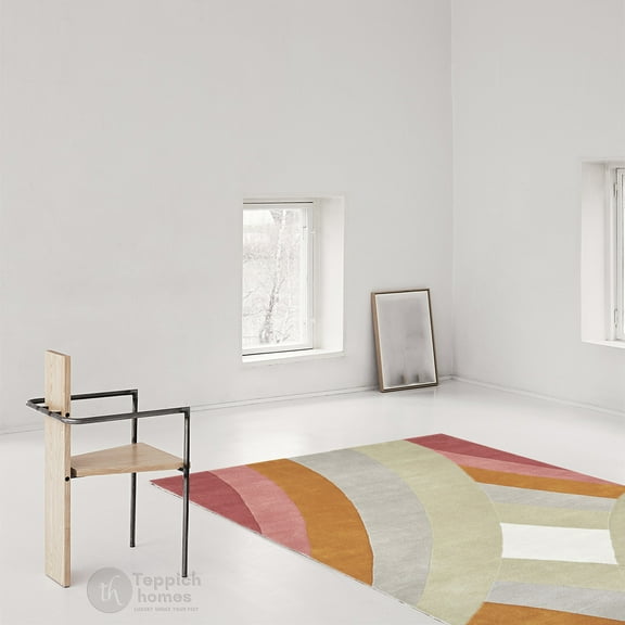 Wool Rug 5X7, Geometric Carpet, Tufted Area Rugs, Bedroom, Living room