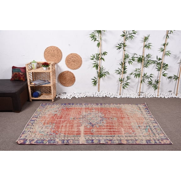 Wool Rug, Vintage Rugs, Oriental Rug, 4.5x6.8 ft Area Rug, Art Rug, Turkish Rug