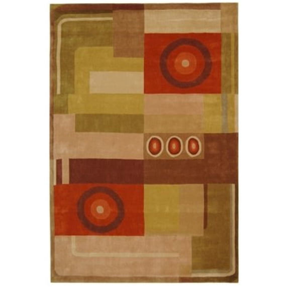 Contemporary Rug - Rodeo Drive Wool Pile -Khaki/Rust-Color:Khaki/Rust,Design:Contemporary,Shape:Runner,Size:8'L x 2' 6''W
