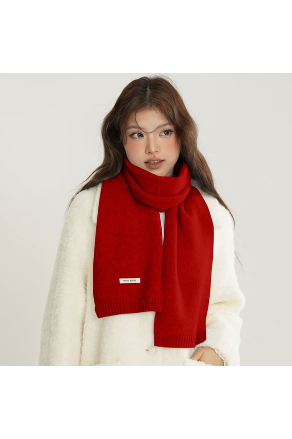 Wool Scarf Knit Scarf Long Scarf Shawls Scarfs for Women Knitted Neckwear Winter Warm Scarfs Cold Weather Scarfs Long Neck Wraps Winter Scarf Blanket Scarves Chunky Scarf Red