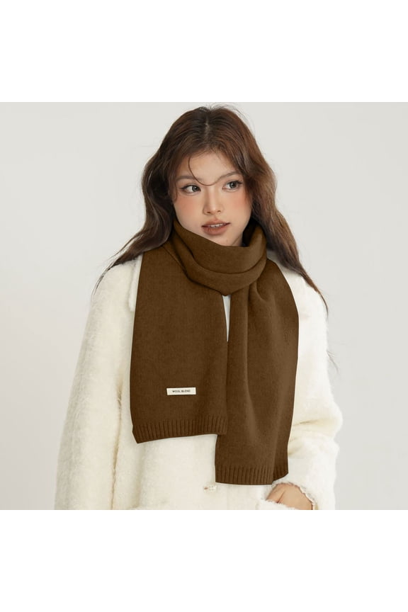 Wool Scarf Winter Warm Scarfs Knitted Neckwear Knit Scarf Scarfs for Women Soft Wrap for Cold Weather Chunky Scarf Winter Scarf Blanket Scarves Long Scarf Shawls Coffee
