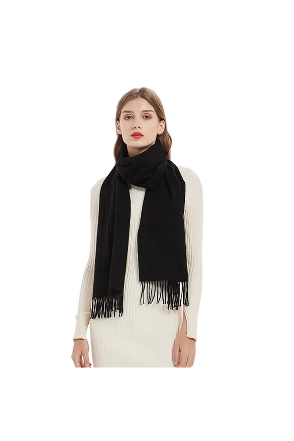 Wool Scarf Women 100% Pure Merino Warm Scarf for Men and Women Winter Plaid and Solid Color Style 72x12inch