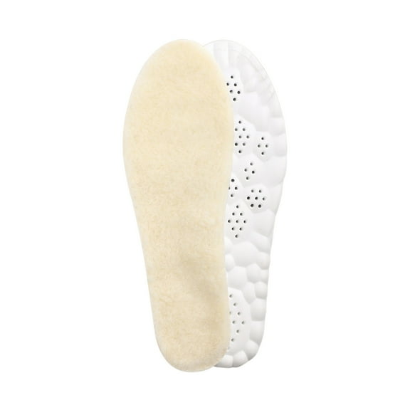 Wool Shoe Insoles, Resilience Warm Fluffy Shoes Insert, Unisex All Size, for Winter Boots Hiking Shoes Cold Weather Protection, White