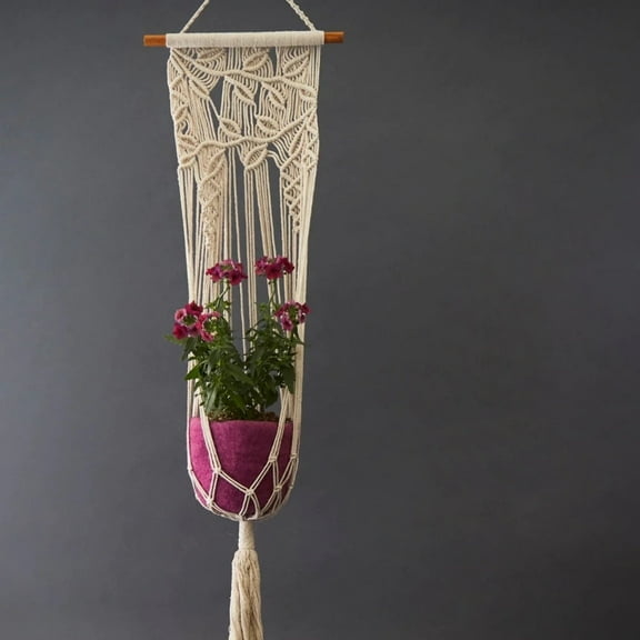 Wool Silpa Nepal Fuschia Pink Wool Hanging Planter