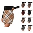 thumbnail image 1 of Wool Skirts for Women Fall Winter High Waisted Plaid Bodycon Pencil Short Mini Skirt, 1 of 7