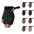 thumbnail image 1 of Wool Skirts for Women Fall Winter High Waisted Plaid Bodycon Pencil Short Mini Skirt, 1 of 8