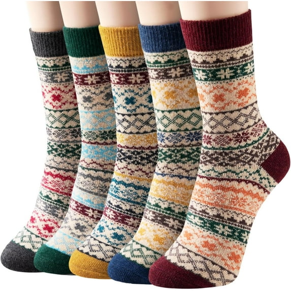 Wool Socks - Wool Socks for Women Men Soft Thick Warm Winter Knit Vintage Crew Socks Casual