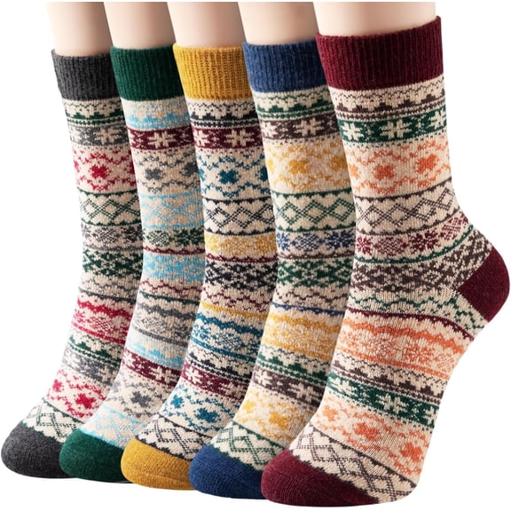 Wool Socks - Wool Socks for Women Men Soft Thick Warm Winter Knit Vintage Crew Socks Casual