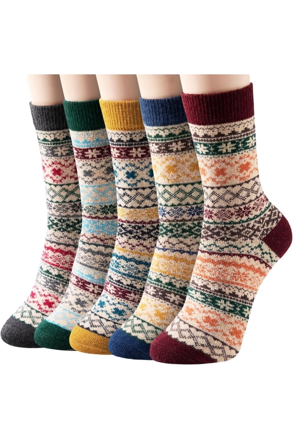 Wool Socks - Wool Socks for Women Men Soft Thick Warm Winter Knit Vintage Crew Socks Casual