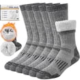 thumbnail image 1 of FREEYOKA Wool Socks for Men and Women Thermal Crew Winter Hiking Warm Boot Socks For Work With Cushioned Sole 3 Pairs, 1 of 8